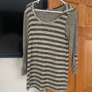 Black and beige striped sweater hoodie